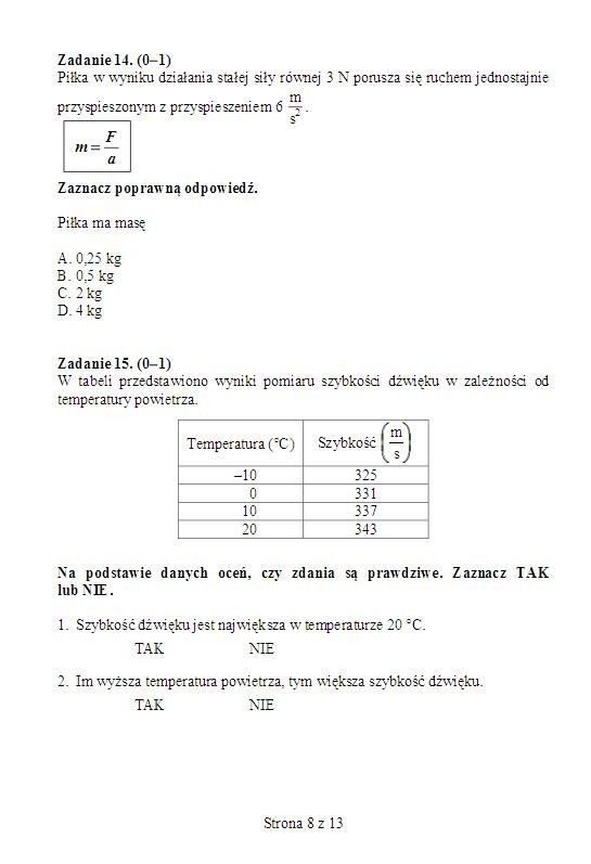 EGZAMIN GIMNAZJALNY 2013. Test przyrodniczy [ARKUSZ dla osób upośledzonych, ODPOWIEDZI wkrótce]