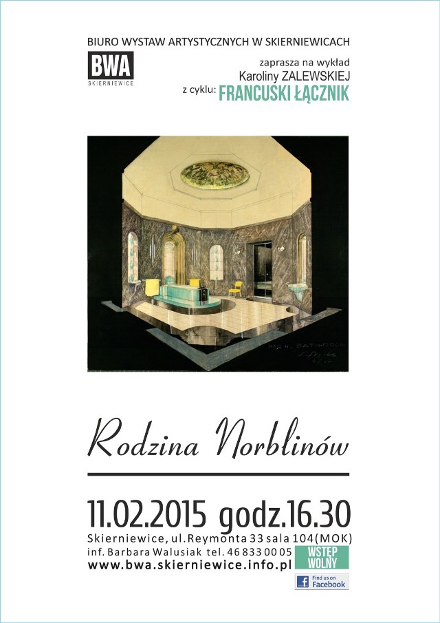 Kolejny wykład o sztuce w Skierniewicach odbędzie się w najbliższą środę, 11 lutego. Karolina Zalewska w ramach cyklu „Francuski łącznik” będzie mówić o rodzinie Norblinów.