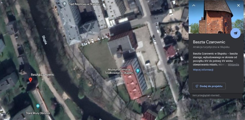 Słupsk i jego znane miejsca na zdjęciach satelitarnych