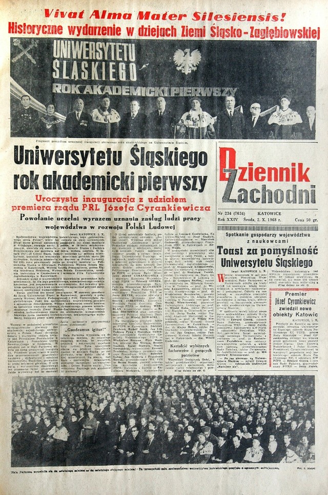 Rok 1968 - pierwszy rok akademicki na Uniwersytecie Śląskim