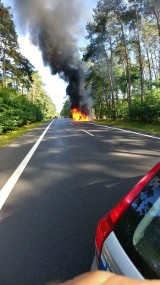 Płonące auto jechało krajową jedenastką! [WIDEO]