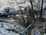 Gnojnik. Wypadek na DK75 w Gnojniku, samochód wjechał do rowu, w środku podróżowały cztery osoby w tym dwoje dzieci [ZDJĘCIA]