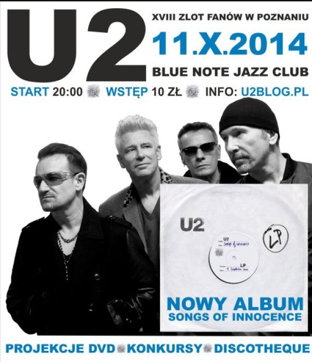 Ogólnopolski Zlot Fanów U2 - 11 października w klubie Blue Note