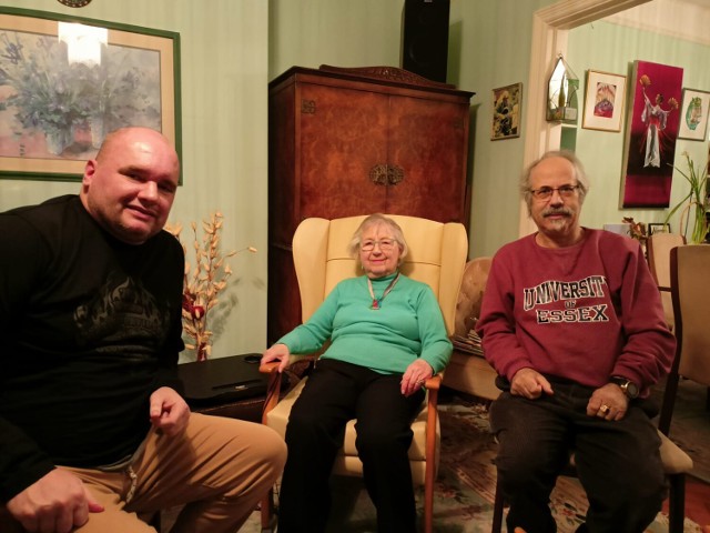 Od lewej: Paweł Manelski z Rypińskiego Domu Kultury, Valerie Jablon i David Andrew Howard
