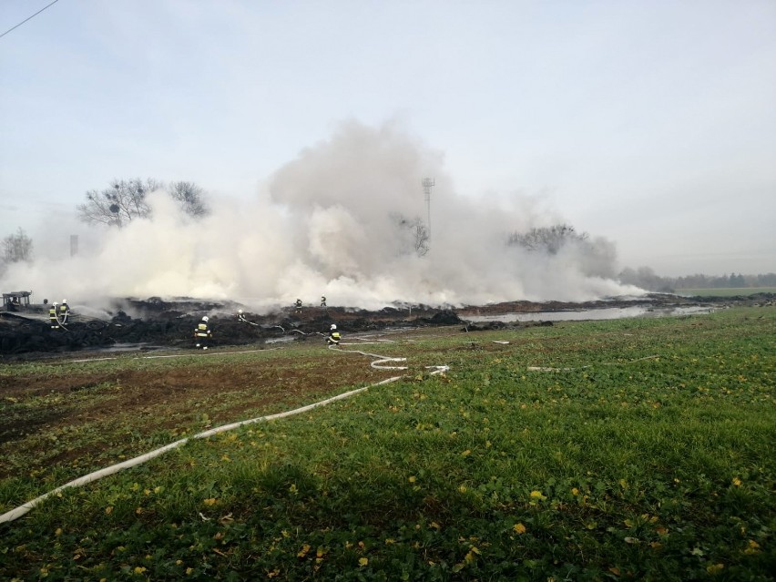 Strażacy z powiatu tucholskiego tez gasili wielki pożar w Raciniewie na składowisku odpadów [foto] 