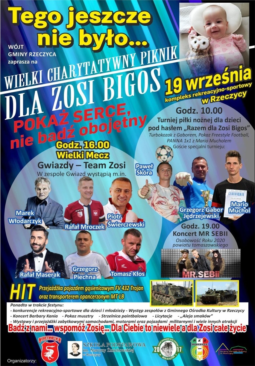 W Rzeczycy trwa wielki charytatywny piknik dla Zosi z gwiazdami futbolu i telewizji [ZDJĘCIA]