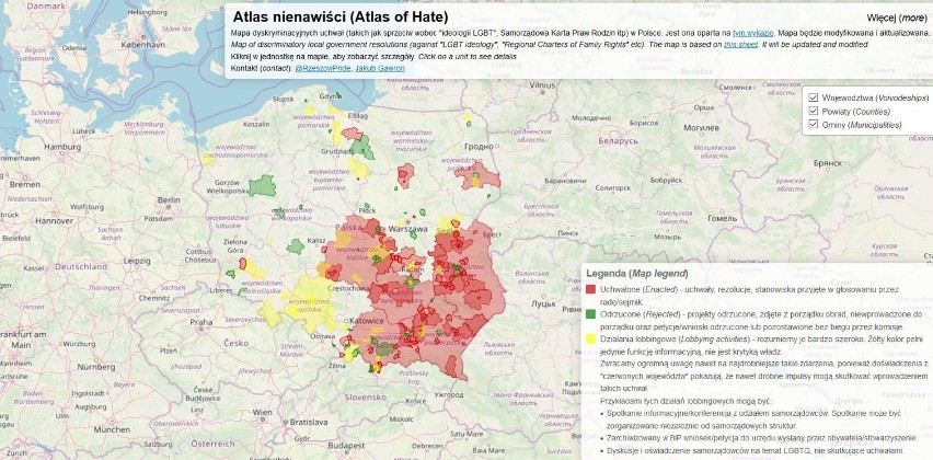 Wieluń w "Atlasie nienawiści". Aktywiści LGBT piętnują samorządy w sieci 