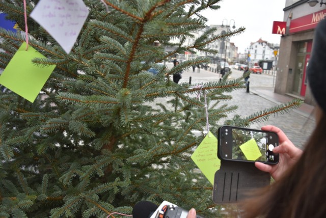 Choinka życzeń stanęła dziś (02.12) w centrum Opola obok baru mlecznego Starówka, tuż przy Talentowni.