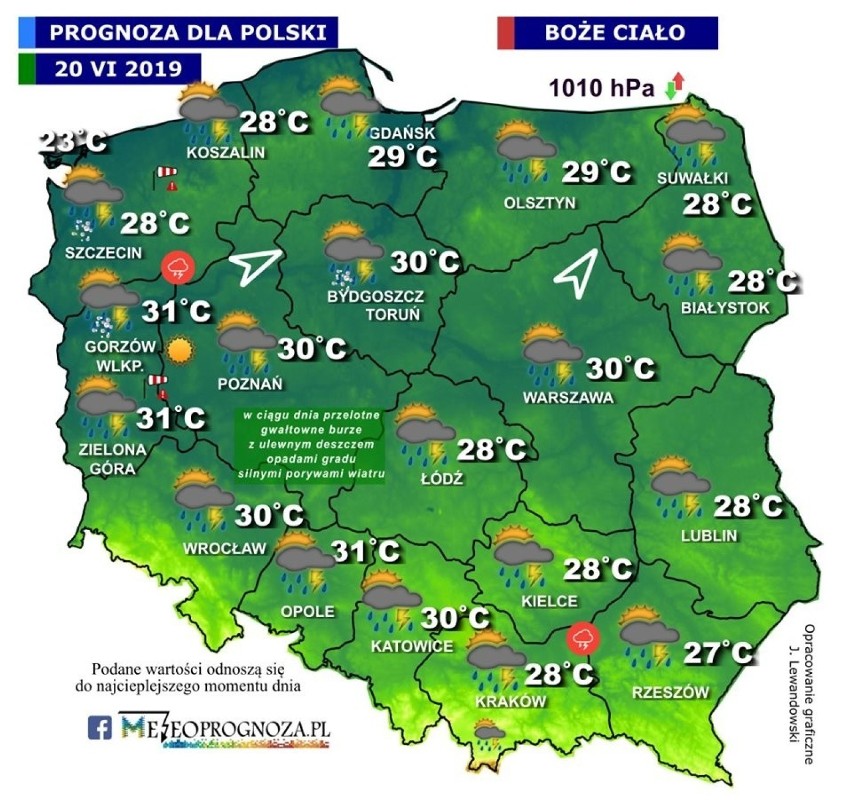 Lokalnie mogą wystąpić nawałnice