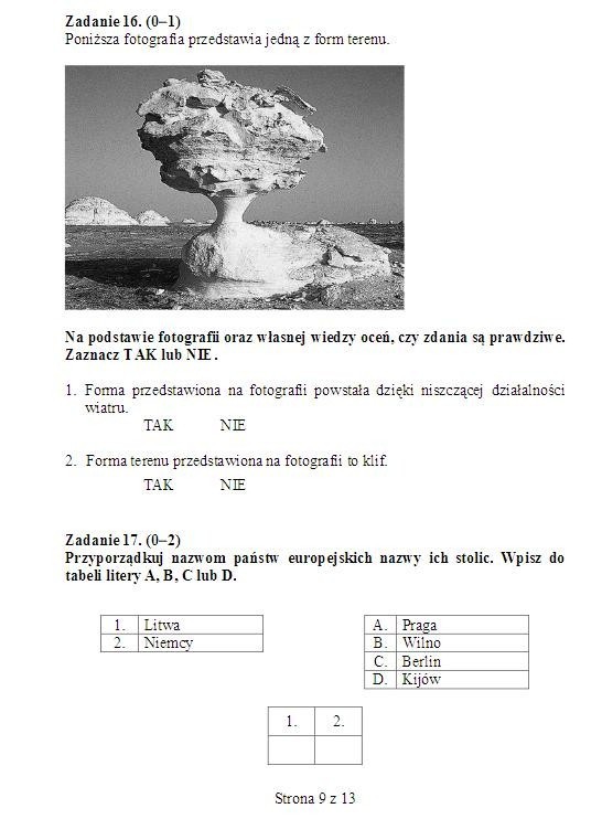 EGZAMIN GIMNAZJALNY 2013. Test przyrodniczy [ARKUSZ dla osób upośledzonych, ODPOWIEDZI wkrótce]