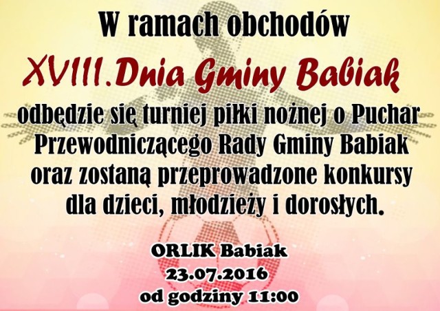 XVIII Dzień Gminy Babiak: Turniej o Puchar Przewodniczącego Rady Gminy
