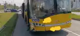 Katowice. Zderzenie osobówki z autobusem miejskim przy SCC - zobacz ZDJĘCIA. Sprawcą 29-latka jadąca Oplem