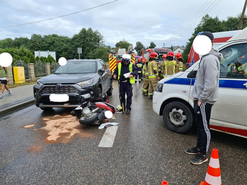 Wypadek w Rębiechowie - ranna 26-letnia pasażerka motoroweru