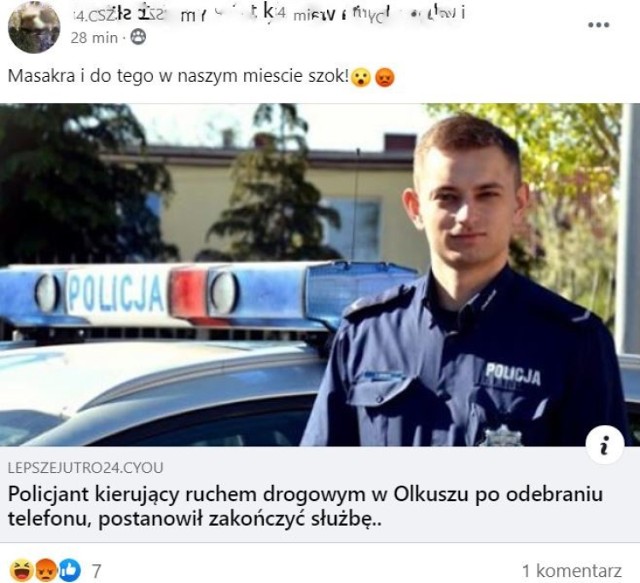 Tak wygląda facebookowe oszustwo na "policjanta z Olkusza". Uważajcie na tę firmę!