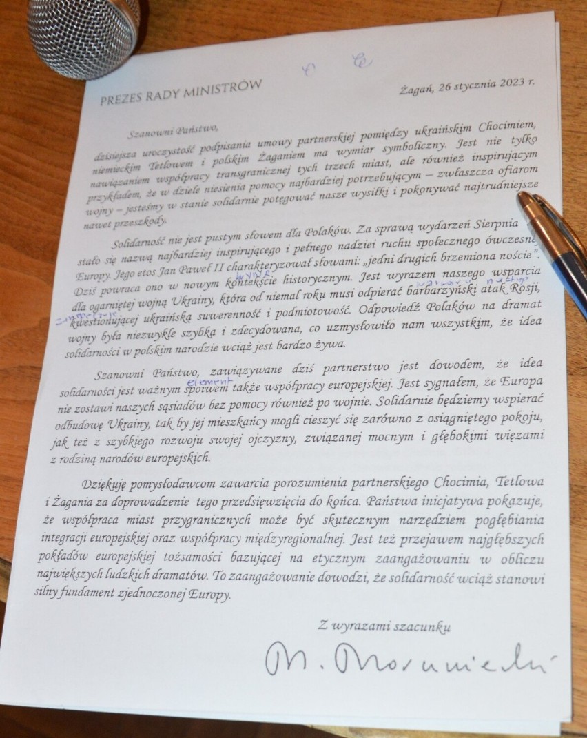 Umowa o partnerstwie Żagania, Chocimia i Teltow