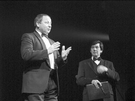 Wojciech Leśniak i Zbigniew Leraczyk podczas przedstawienia.
