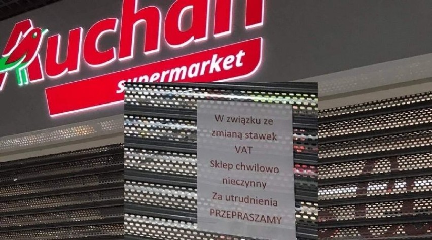 Auchan Warszawa. 3,5-godzinne opóźnieniu w otwarciu sklepu. Powodem zmiana stawek VAT