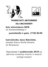 Otwarte warsztaty aktorskie dla młodzieży w BiFK