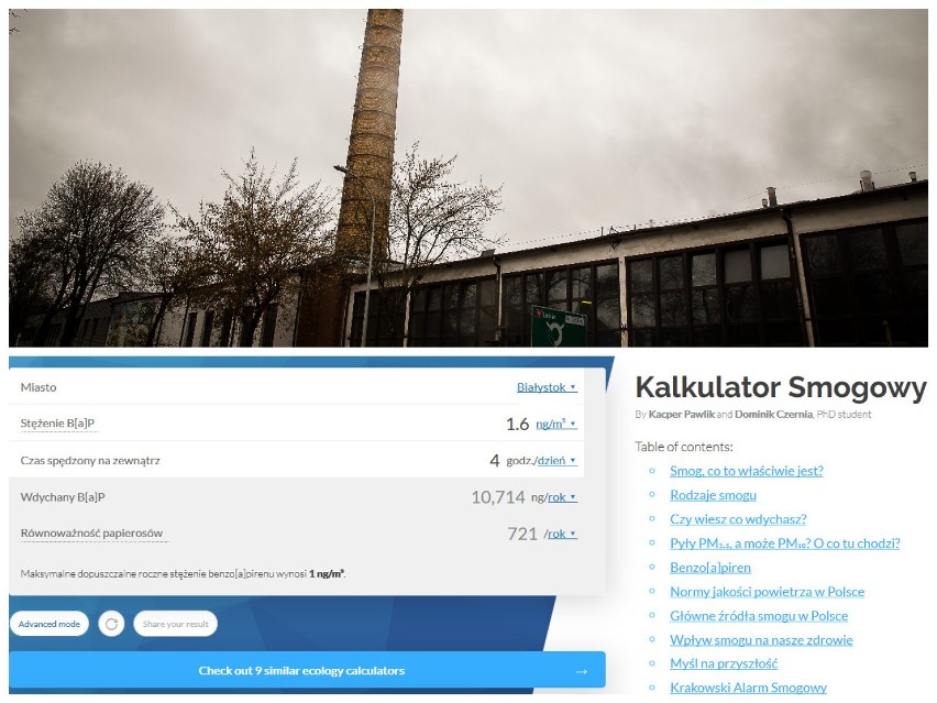 Kalkulator smogowy. Sprawdź, ile papierosów wypalasz oddychając zanieczyszczonym powietrzem