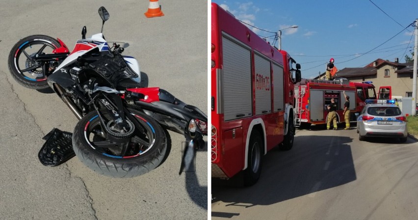 Wypadek motocyklisty w Siemianowicach Śląskich. Rannego 24-latka zabrał śmigłowiec