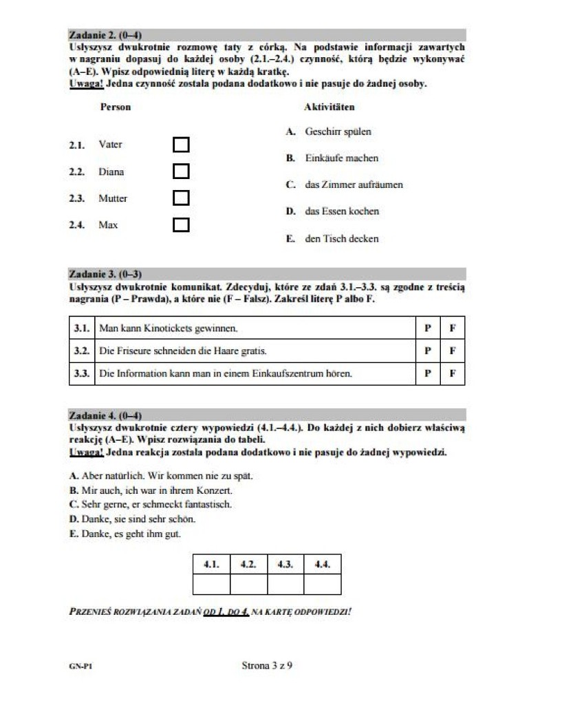 Egzamin gimnazjalny 2016: niemiecki [ARKUSZE CKE, ZADANIA,...