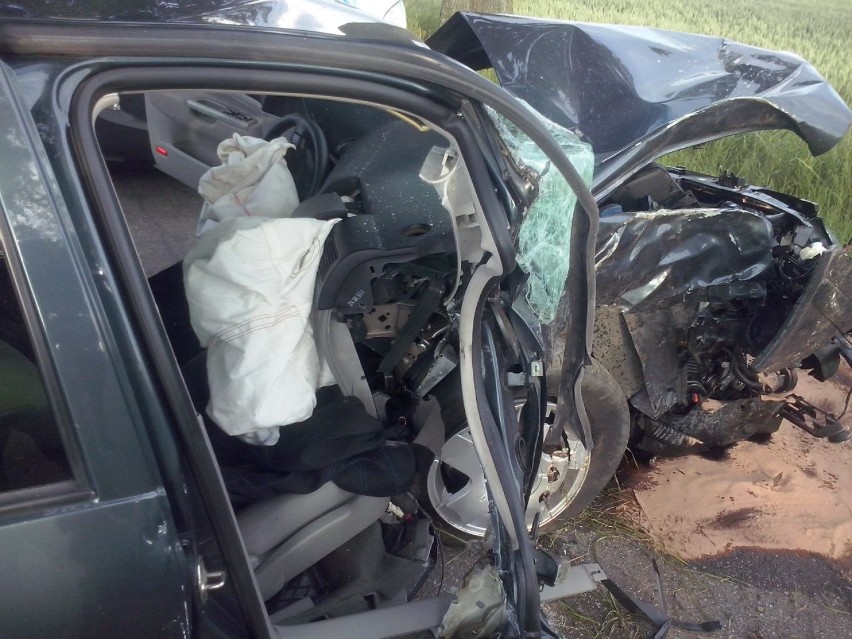 Wypadek w Dąbrówce: samochód wjechał w przydrożne drzewo [FOTO] - AKTUALIZACJA