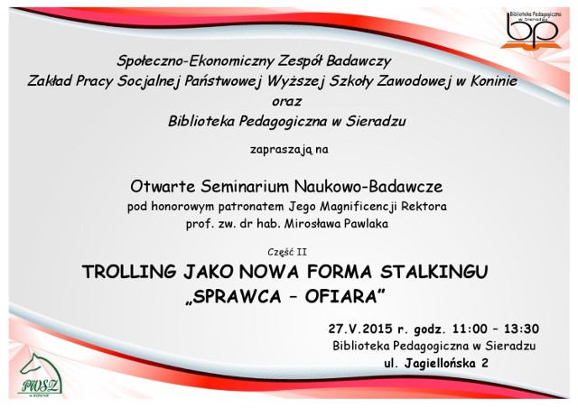 O internetowych trollach w Sieradzu. To w środę 27 maja na otwartym seminarium w BP