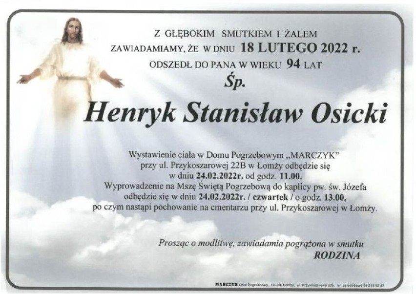 Nie żyje malarz Henryk Osicki. Jest harmonogram uroczystości pogrzebowych