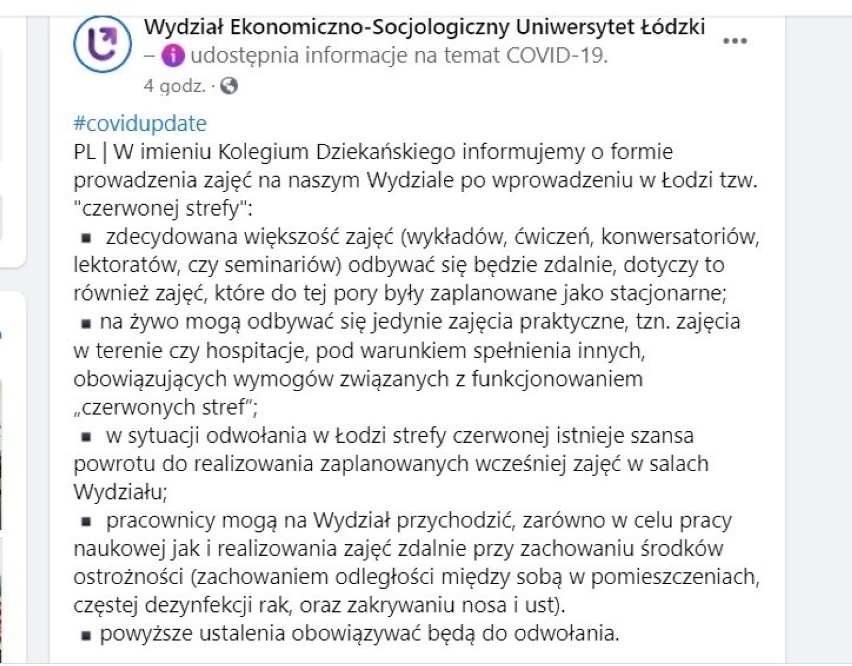 Wyjątkiem od pełnej zdalności dla uczelni ze stref...