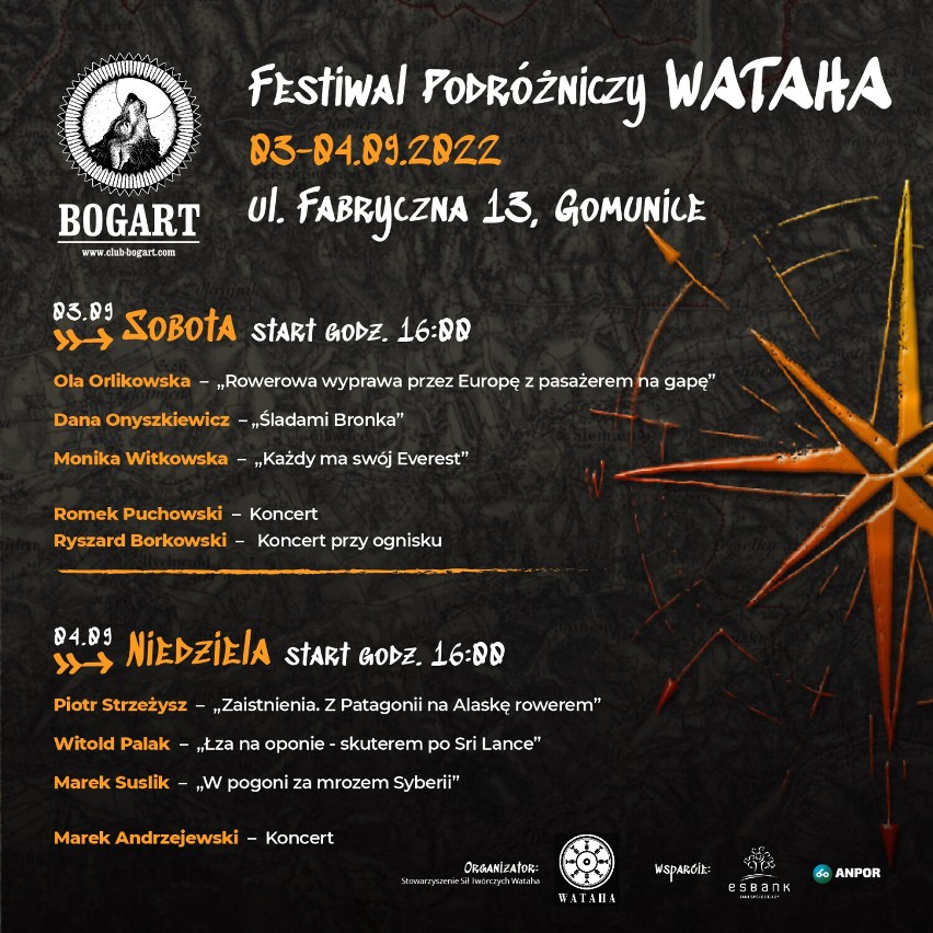 Festiwal Podróżniczy Wataha 2022 w Klubie Muzycznym Bogart w Gomunicach