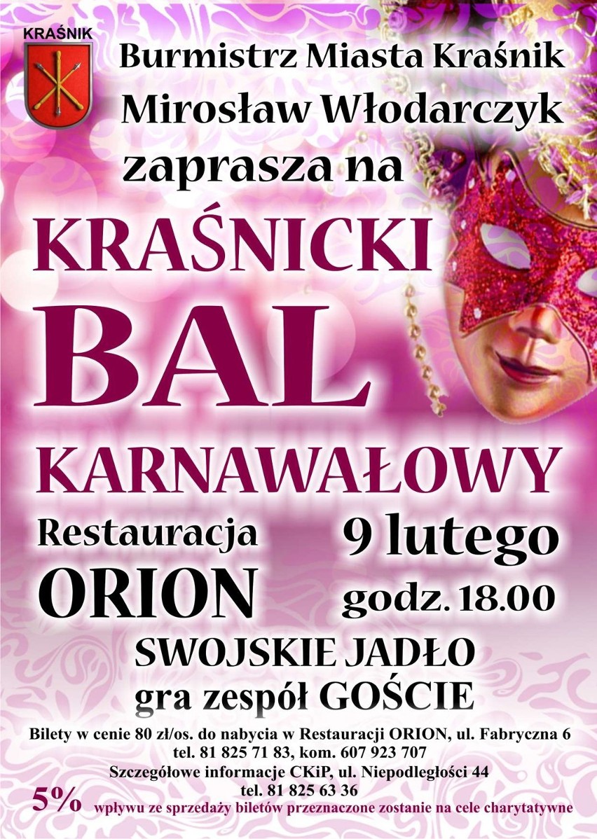 Kraśnicki Bal Karnawałowy odbędzie się 9 lutego.