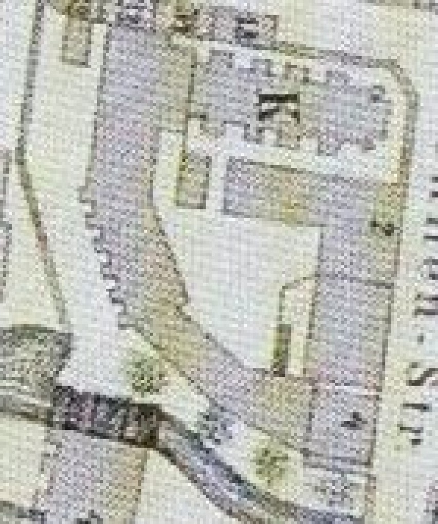 Rys. 88. Plan katastralny z 1872 r. Kadr z obszarem Grudziądza w obrębie murów obronnych.