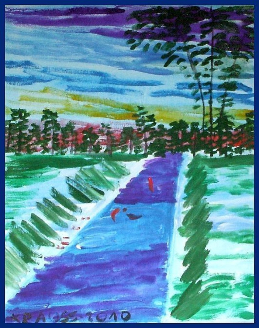 Rzeka - obraz namalowany na płótnie przez Marka Kraussa....
