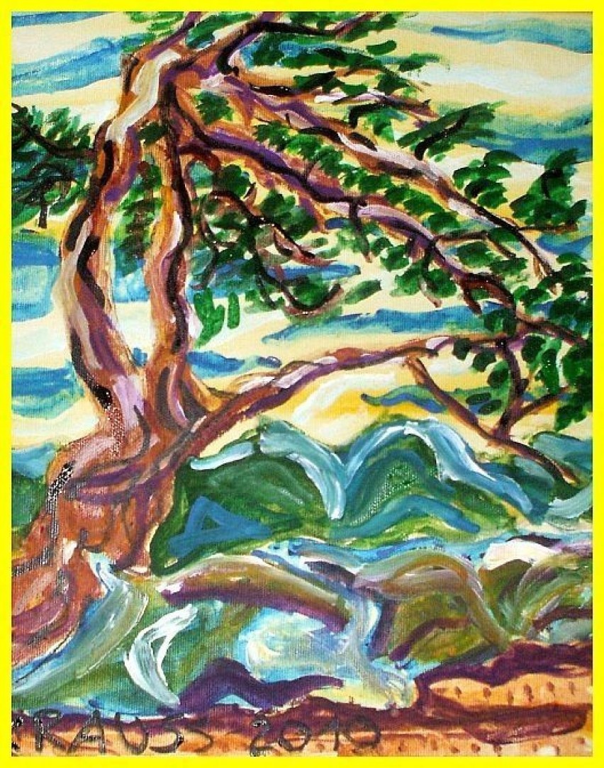 Drzewo na plaży, obraz namalowany na płótnie przez Marka...