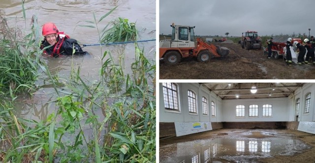 Zobacz zdjęcia z akcji strażaków w powiecie kędzierzyńsko-kozielskim i zalanej stajni.