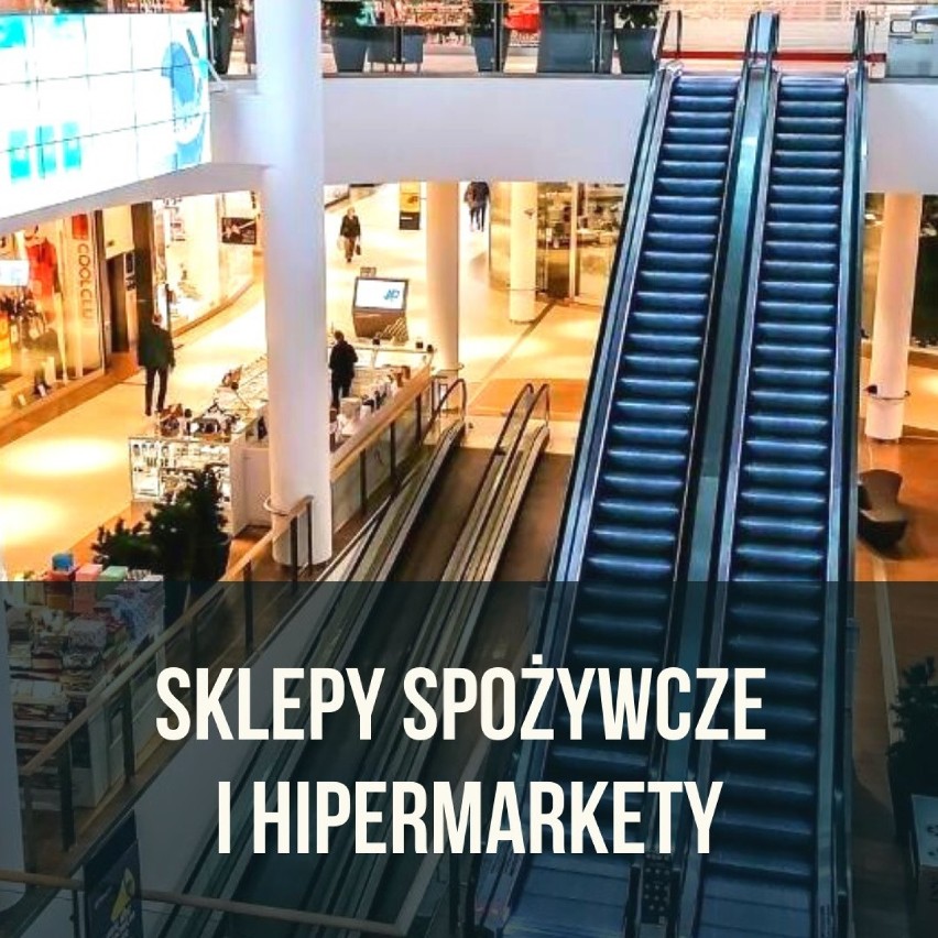 Te sklepy są otwarte w galeriach handlowych. Sprawdź listę sklepów i placówek usługowych