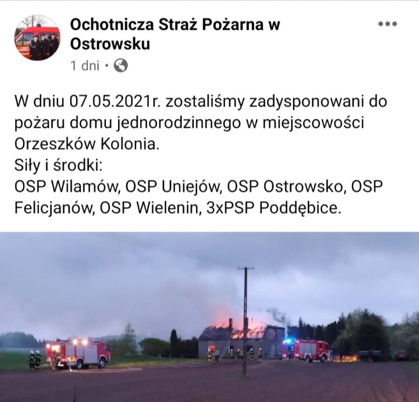 Pożar domu w gminie Uniejów. Ruszyła internetowa akcja pomocy dla pogorzelców (zdjęcia)