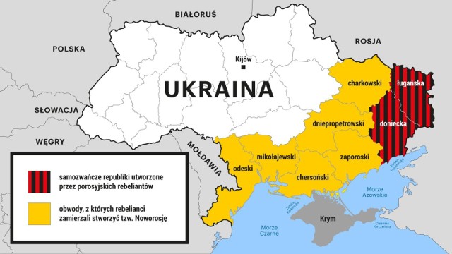 Mapa Ukrainy w świetle najnowszego orędzia prezydenta Rosji.