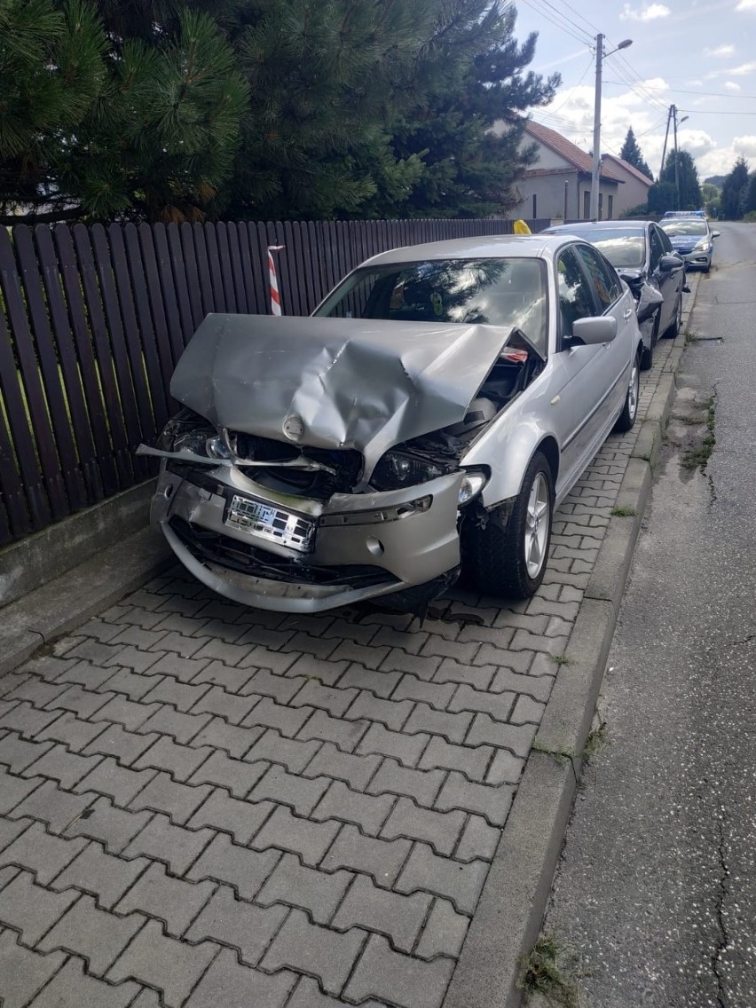 Skutki wypadku na ulicy Wygoda w Bochni, 9.08.2021
