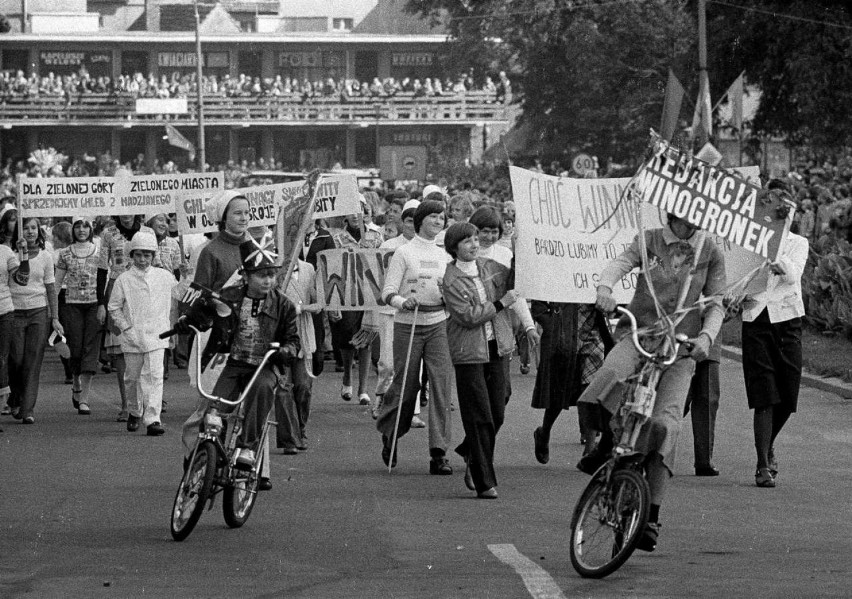 Winobranie 1977 rok. Aleja Wojska Polskiego. W tle...