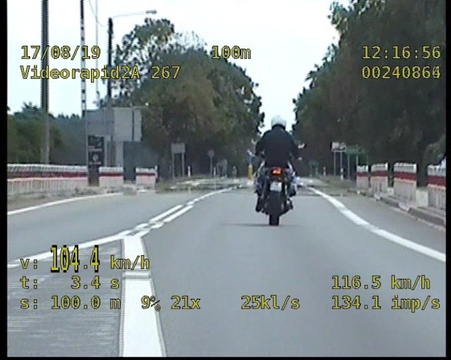 Motocyklista stracił prawo jazdy na 3 miesiące i został ukarany mandatem w wysokości 1000 zł. W kilka minut uzbierał też 30 punktów karnych.