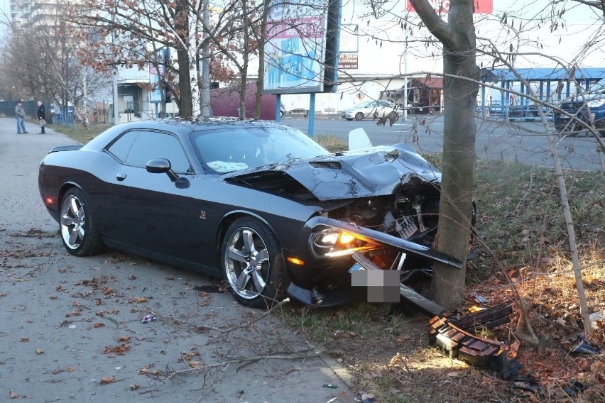 Pracownik myjni rozbił na drzewie luksusowe auto klienta. Kto za to zapłaci? [ZDJĘCIA]