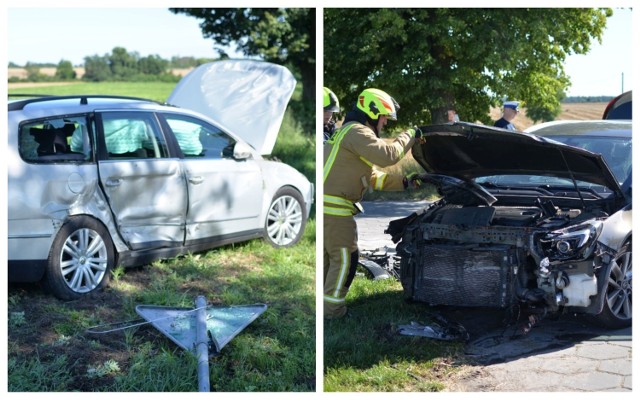 Do groźnej kolizji volkswagena z oplem doszło w gminie Brześć Kujawski