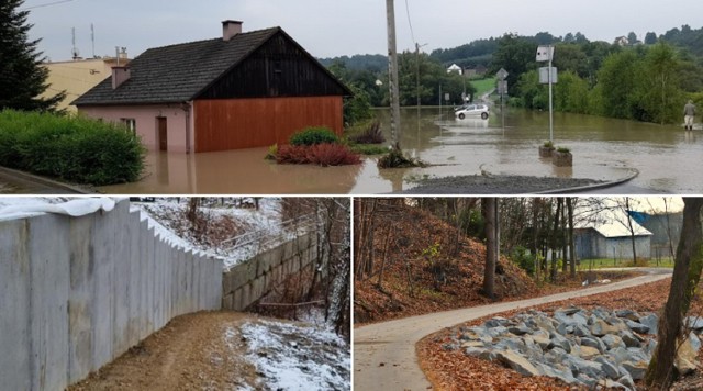 Odbudowa szkód powodziowych w gminie Myślenice.