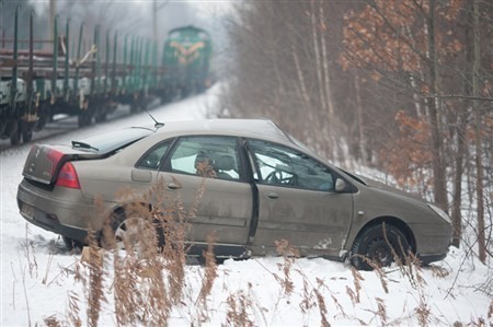 Zderzenie samochodu z pociągiem na Radogoszczu