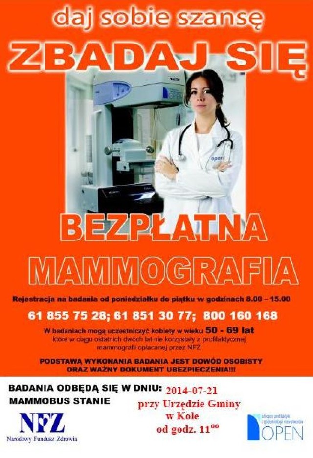 Gmina Koło: Bezpłatna mammografia