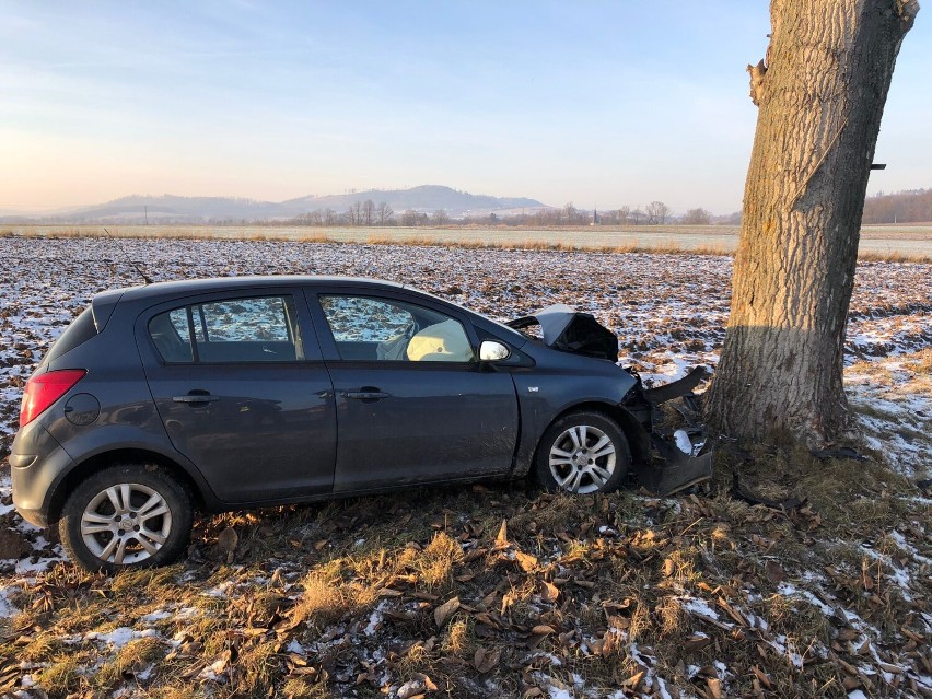 DW 381: Opel Corsa z nieznanych przyczyn zjechał z drogi i...