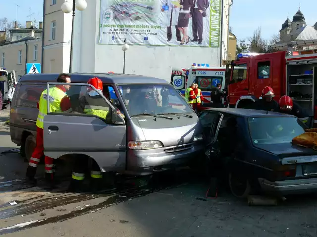 Pozorowany wypadek na Placu Gdańskim w Chełmie