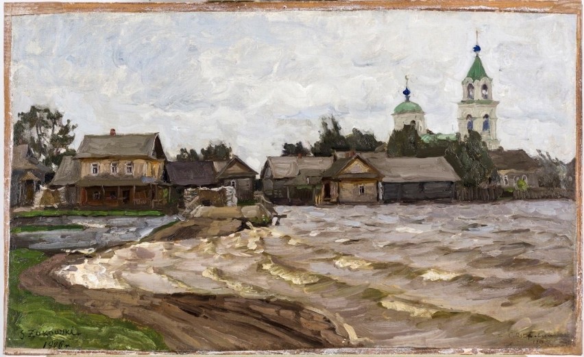 Stanisław Żukowski „Wylew jeziora”, obraz o wymiarach 37x60...