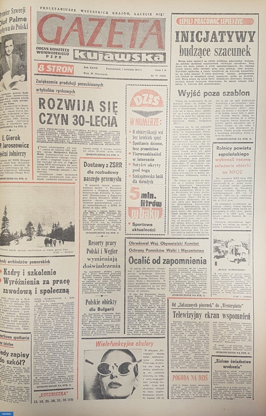 Retro Gazeta Pomorska. O tym pisano 45 lat temu [1 kwietnia 1974 - zdjęcia]